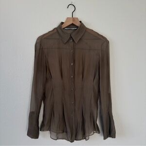 Zara - Sheer Tapered Waist Button-Down Shirt